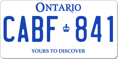 ON license plate CABF841