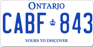 ON license plate CABF843