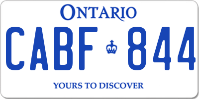 ON license plate CABF844