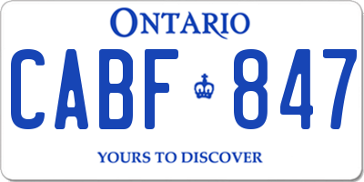 ON license plate CABF847