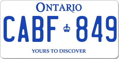 ON license plate CABF849