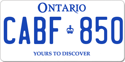 ON license plate CABF850