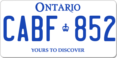 ON license plate CABF852