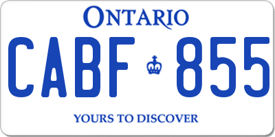 ON license plate CABF855