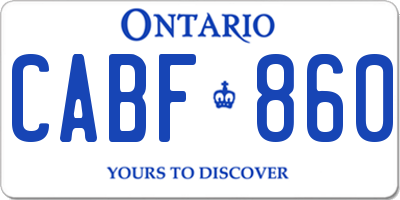 ON license plate CABF860