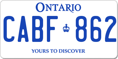 ON license plate CABF862