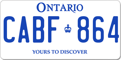 ON license plate CABF864