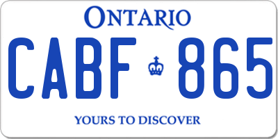 ON license plate CABF865