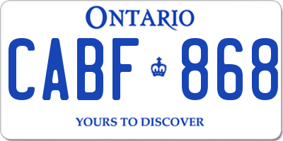 ON license plate CABF868