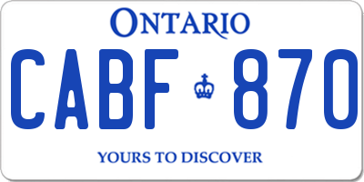 ON license plate CABF870