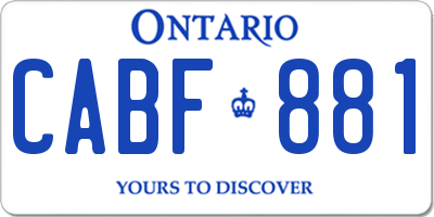 ON license plate CABF881