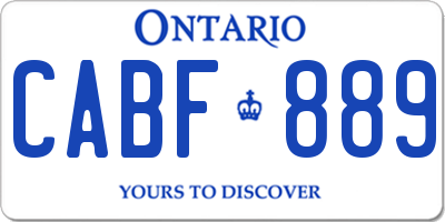 ON license plate CABF889