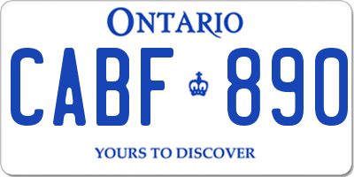 ON license plate CABF890