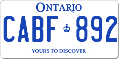 ON license plate CABF892