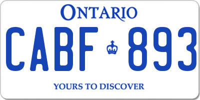 ON license plate CABF893