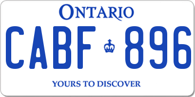 ON license plate CABF896