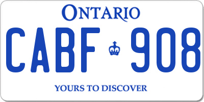 ON license plate CABF908