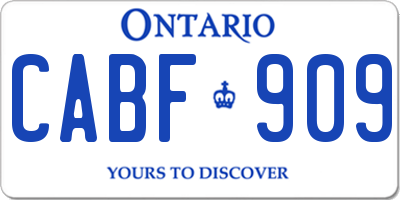 ON license plate CABF909