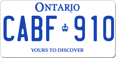 ON license plate CABF910