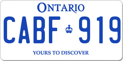 ON license plate CABF919