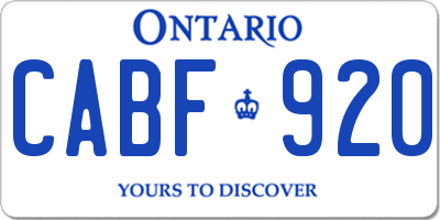 ON license plate CABF920