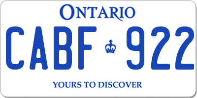 ON license plate CABF922