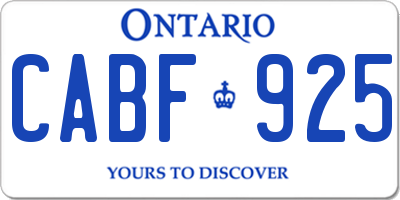 ON license plate CABF925