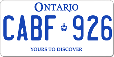 ON license plate CABF926