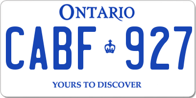 ON license plate CABF927