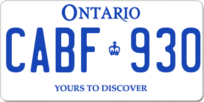 ON license plate CABF930