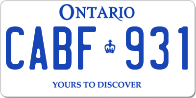 ON license plate CABF931