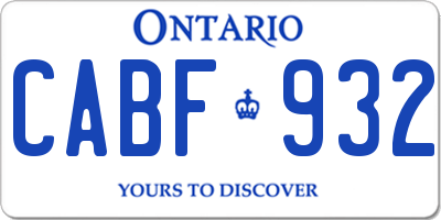 ON license plate CABF932