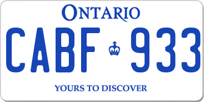 ON license plate CABF933