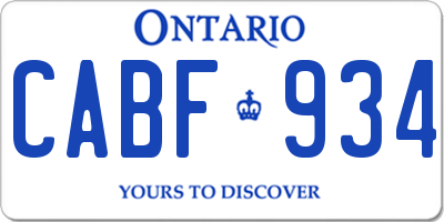 ON license plate CABF934