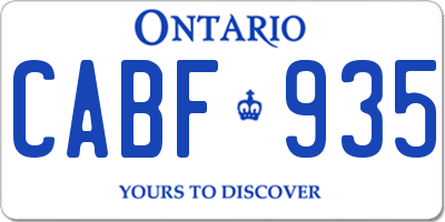 ON license plate CABF935