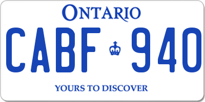 ON license plate CABF940