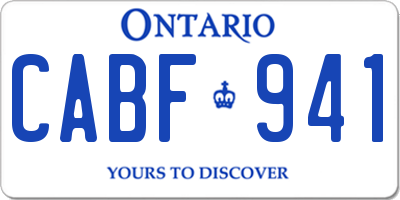 ON license plate CABF941