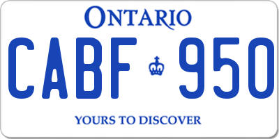 ON license plate CABF950