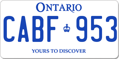 ON license plate CABF953