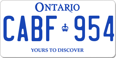 ON license plate CABF954