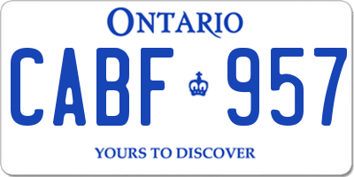 ON license plate CABF957