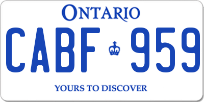 ON license plate CABF959