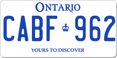 ON license plate CABF962