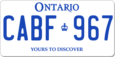 ON license plate CABF967