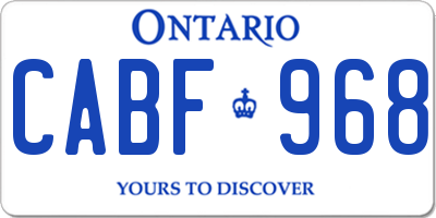 ON license plate CABF968