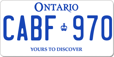 ON license plate CABF970