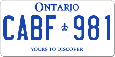 ON license plate CABF981