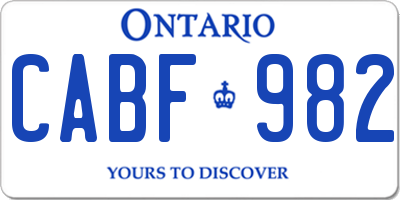 ON license plate CABF982