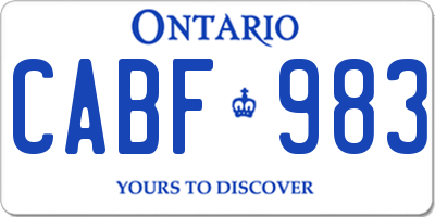 ON license plate CABF983