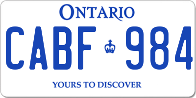 ON license plate CABF984